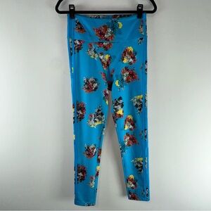 Ivy Park x Adidas Blue Floral Printed Striped Women Leggings Size M